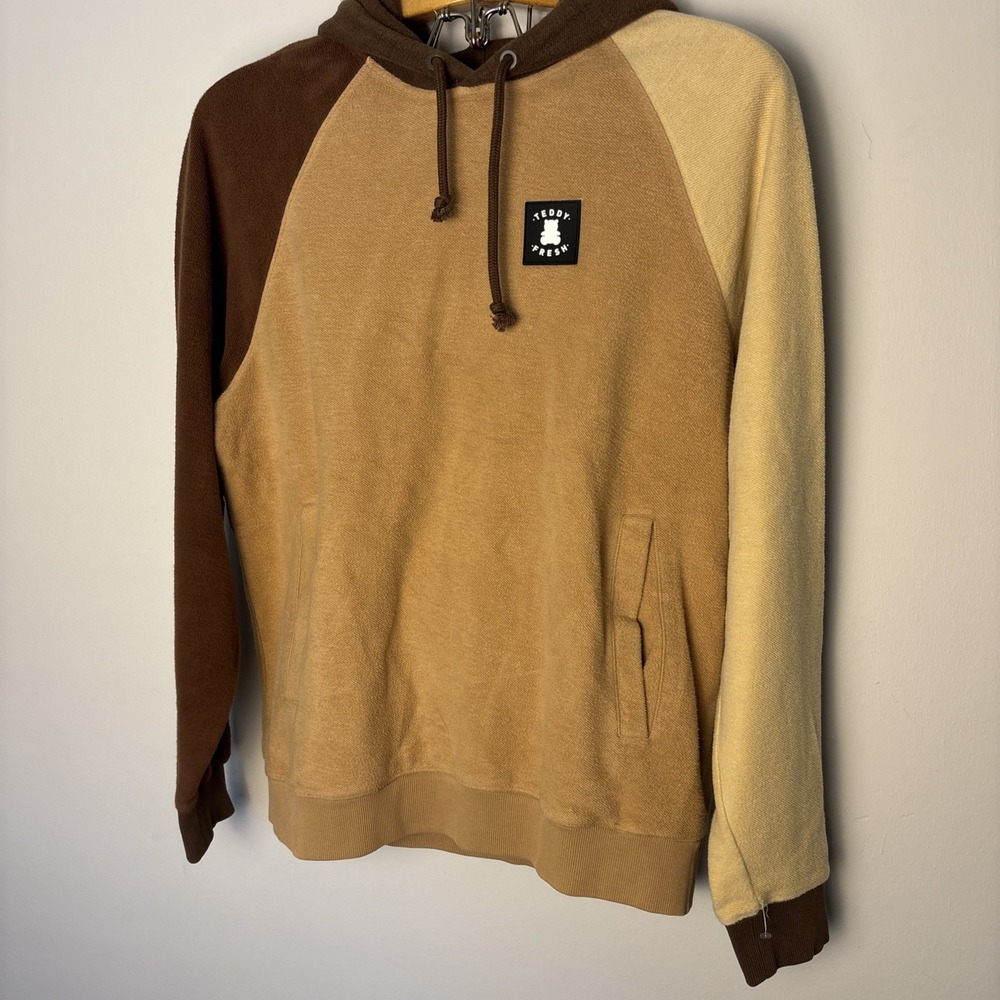 Teddy Fresh Colorblock Cotton Hoodie Shades of teddy Brown Men's Size L